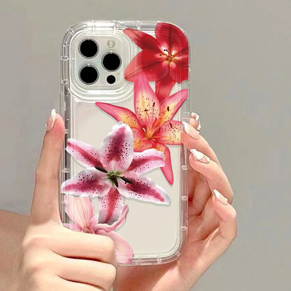 Elegant Flower Phone Case For iPhone Shockproof Silicone Transparent Cover