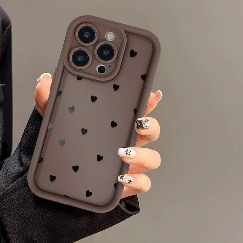 Simple Love Heart Soft Silicone Case For iPhone