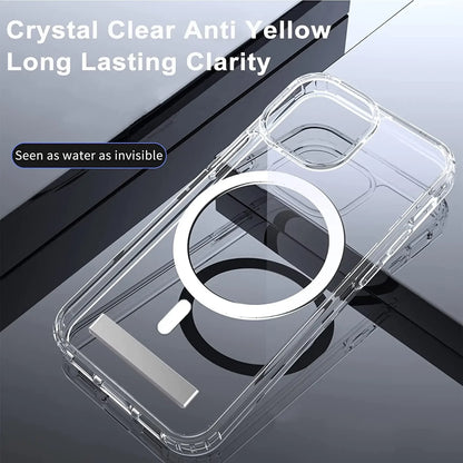 Clear Magnetic Phone Case With Kickstand For iPhone