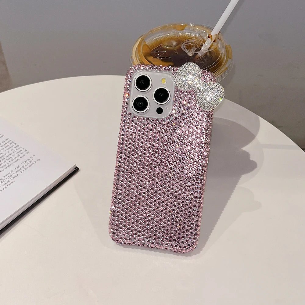 3D Glitter Bowknot Diamond Crystal Phone Case For iPhone Shockproof Bling Cover Case