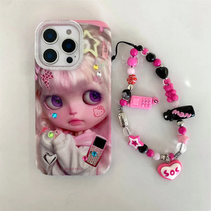 New Cute Cartoon Pink Little Girl Phone Case For iPhone