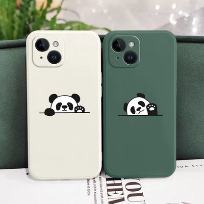 Panda Cute Label Phone Case For iPhone Silicone Cover