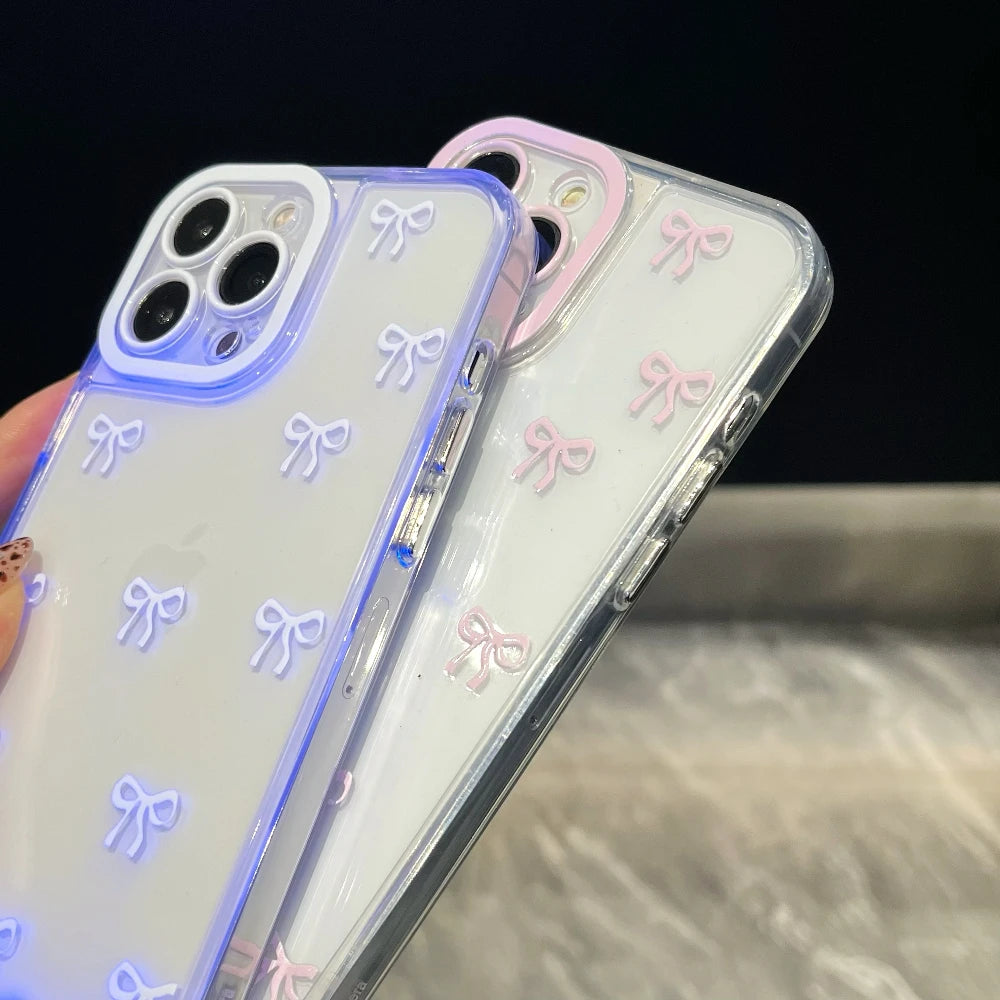 Change Color Luminous Call Light Up Flash Bowknot Phone Case For iPhone