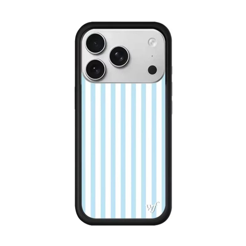 Wildflower Blue Pink White Stripes Phone Case For iPhone