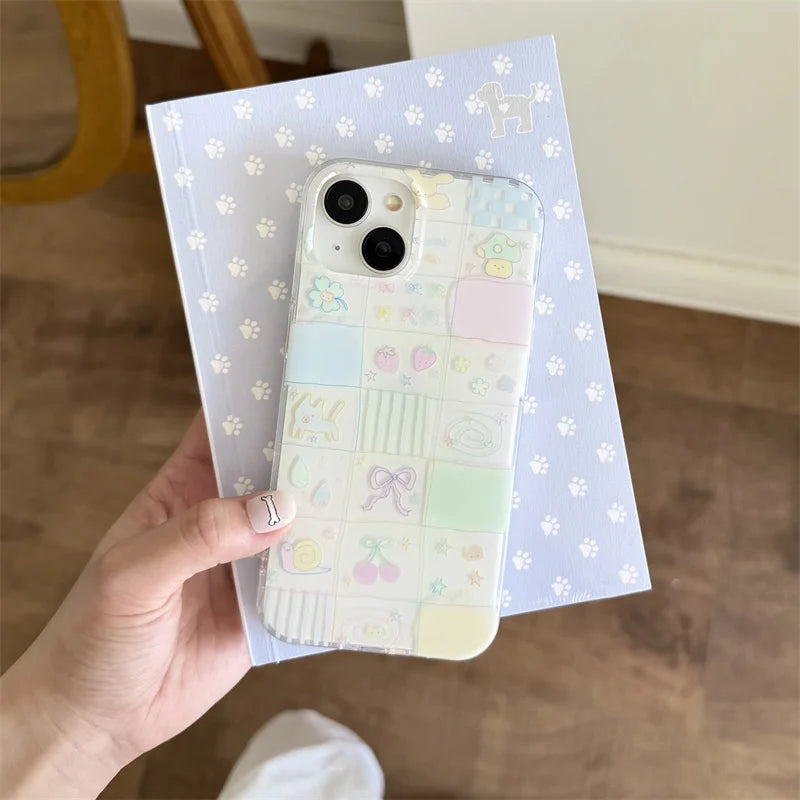 Korean Ins Cute Cartoon Pattern Phone Case For iPhone
