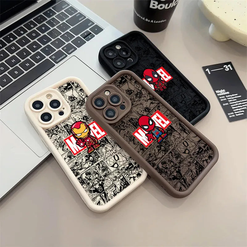 Marvel Ironman Spiderman Deadpool Phone Case For iPhone