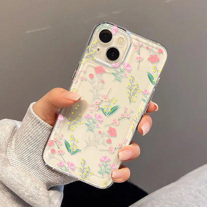 Clear Phone Cases Fundas Flower Soft Back Cover For iPhone