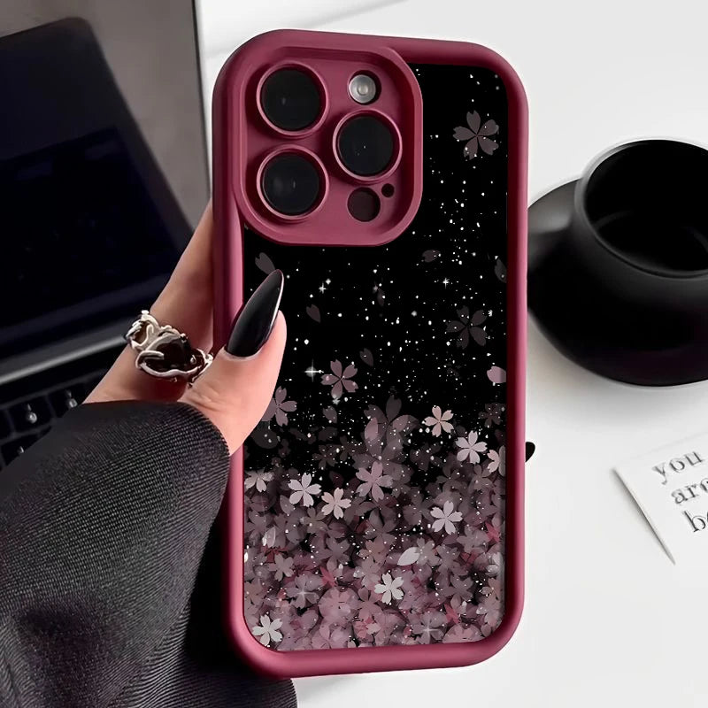 Gradient Cherry Blossom Phone Case for iPhone Soft Cover