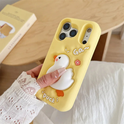 Cute Cartoon Duck Silicone Phone Case For iPhone