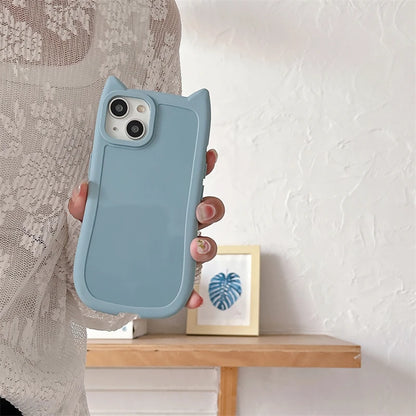 Cute 3D Kitten Cats Ear Solid Color Phone Case