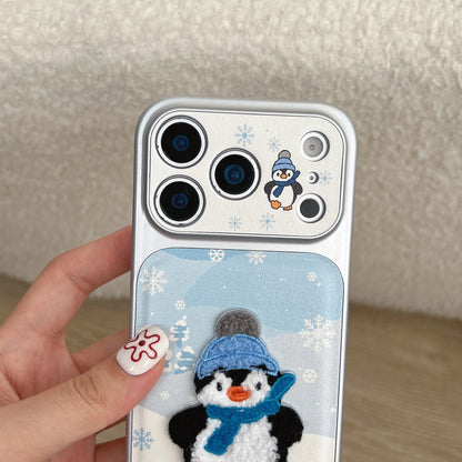 Embroidered Plush Penguin Phone Case For iPhone
