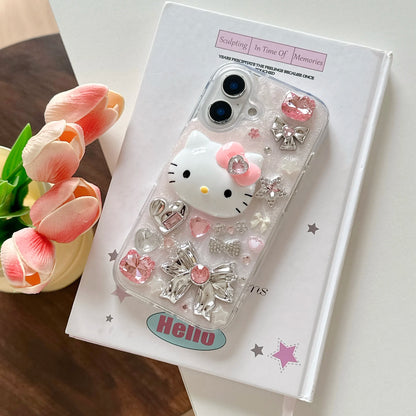 Hello Kittys Glitter Diamond Rhinestones Bow Cute Phone Case