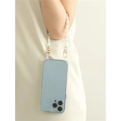 Luxury Pearl Chain Crossbody Strap Shockproof Acrylic Lanyard Phone Case For iPhone