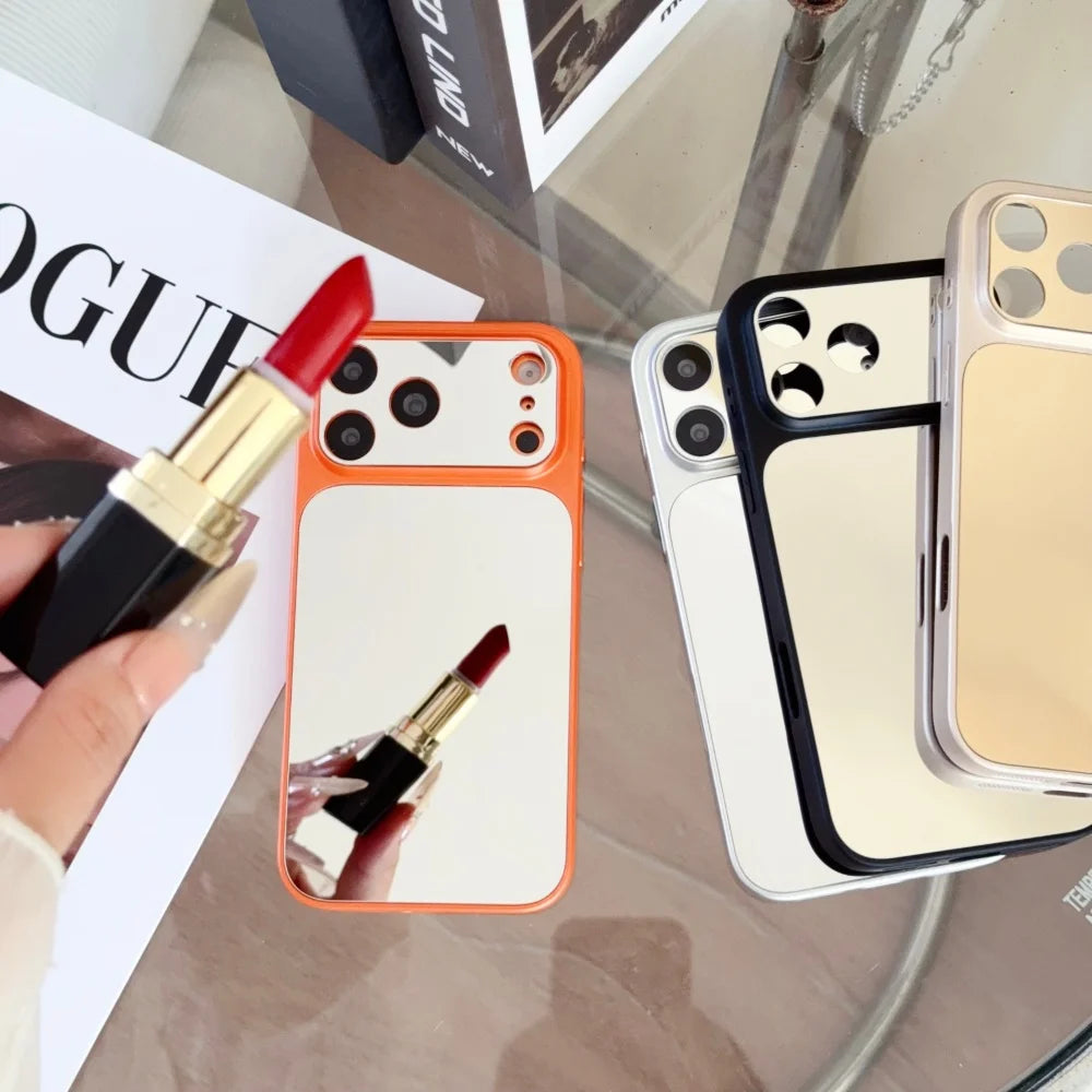 Luxury Magnetic Wireless Charging Mirror Case For iPhone Full Makeup Mirror Lens Protection Girl's Gift