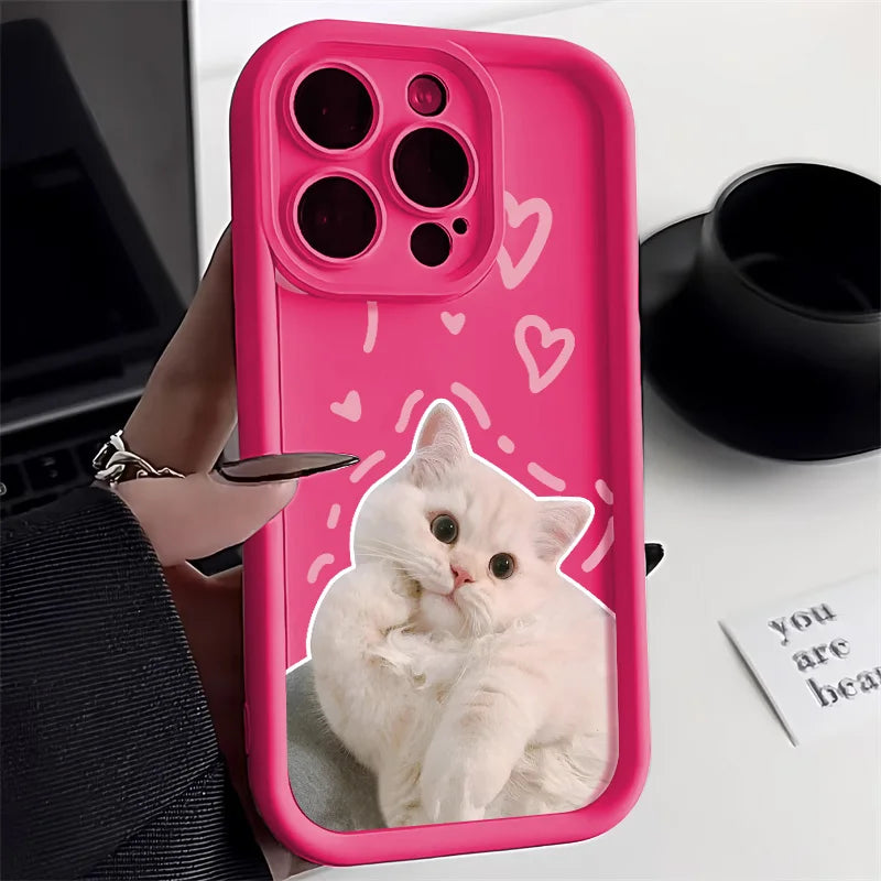 Candy Color Cute Cat Phone Case For iPhone