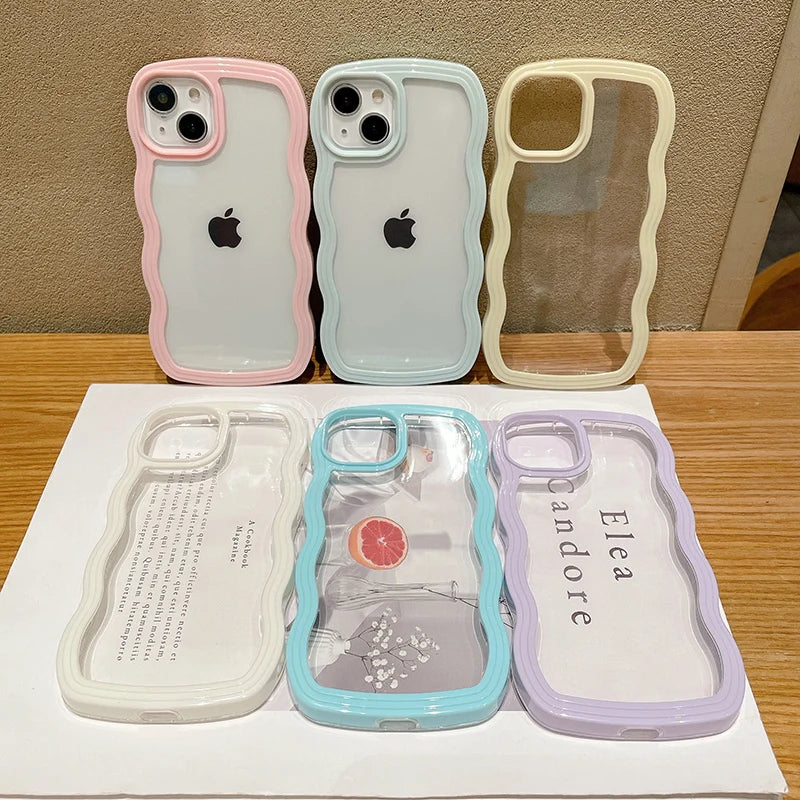 Cute Transparent Curly Wave Bumper Phone Case
