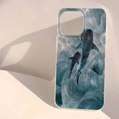 Ocean Shark Whale Design Phone Case For iPhone Shockproof Bumper Cover﻿