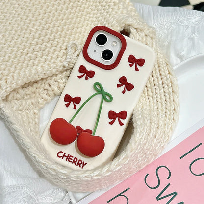 3D Bow Cherry Pendant For iPhone