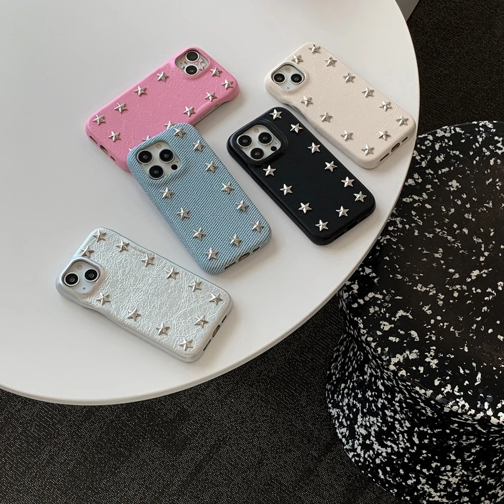 Cowboy Metal Star Leather Shockproof Case For iPhone