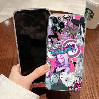 Miles Morales Spiderman Gwen Transparent Phone Case For iPhone