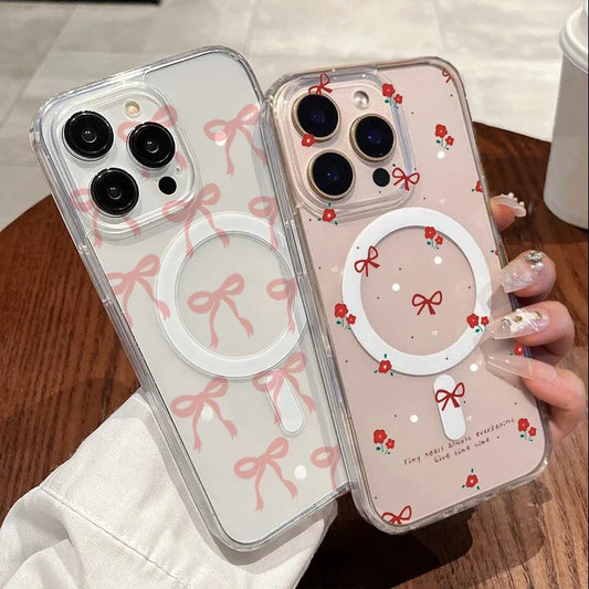 Y2K Pink Bow Flower Phone Case For iPhone