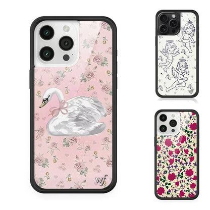 Fashion Wildflower Cartoon Swans Phone Case For iPhone