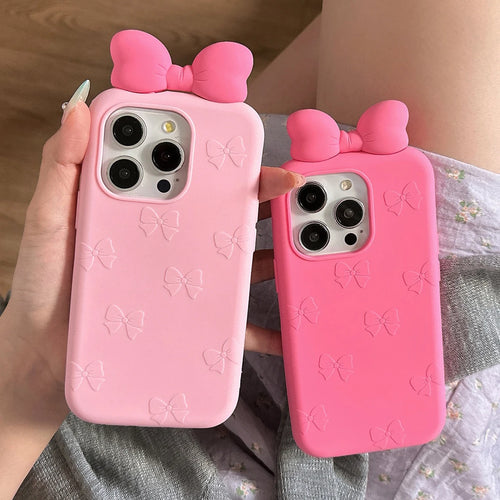 Cute Bowknot Cartoon Tie Silicone Phone Case