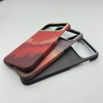 Carbon Fiber Kevlar Aramid Fiber Hard Shell Lightweight Business Black Protective Cover For iPhone