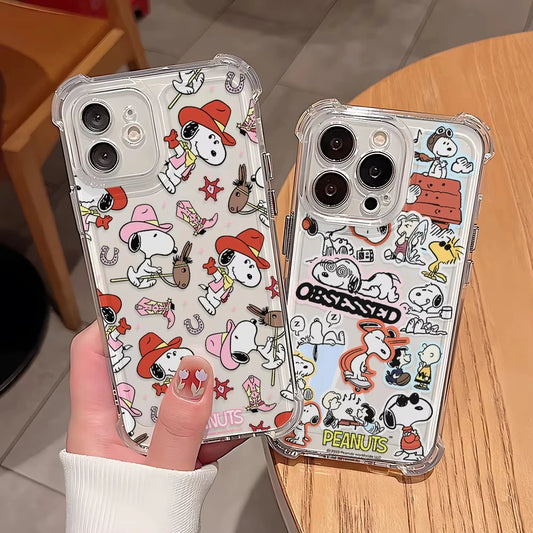 Snoopy Four Corner Anti Fall Airbag Shell Case For iPhone