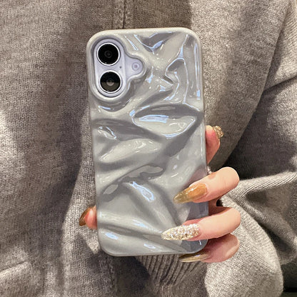 Simple Fashion Glossy Grey 3D Folds Texture Phone Case