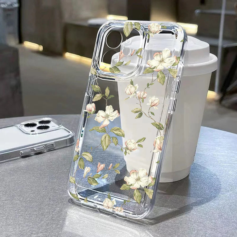 Transparent Flower Phone Case For iPhone