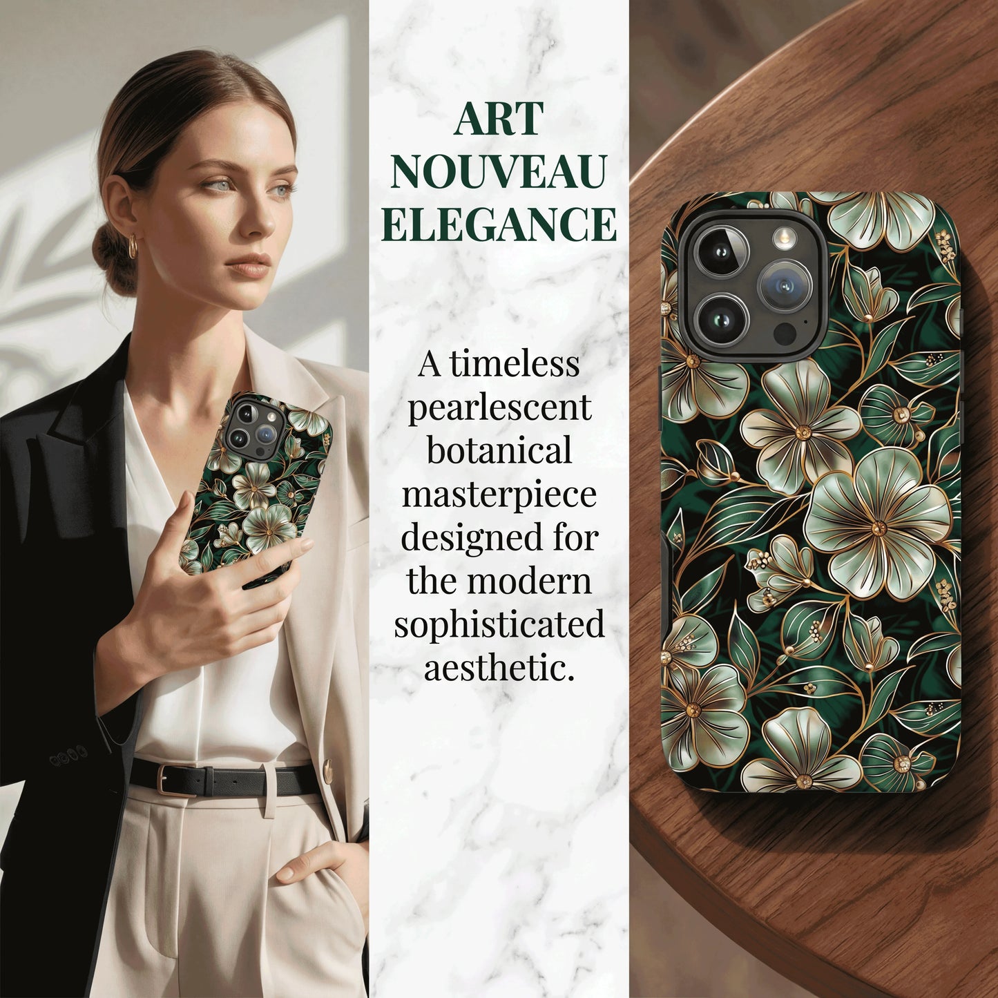 Luxury Botanical Magnetic Phone Case Compatible With iPhone Double Layer Protective Cover