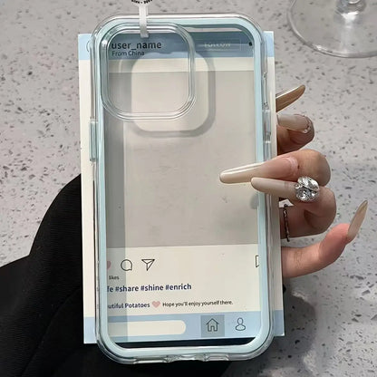 Luxury Candy Color Frame Clear Back Phone Case For iPhone