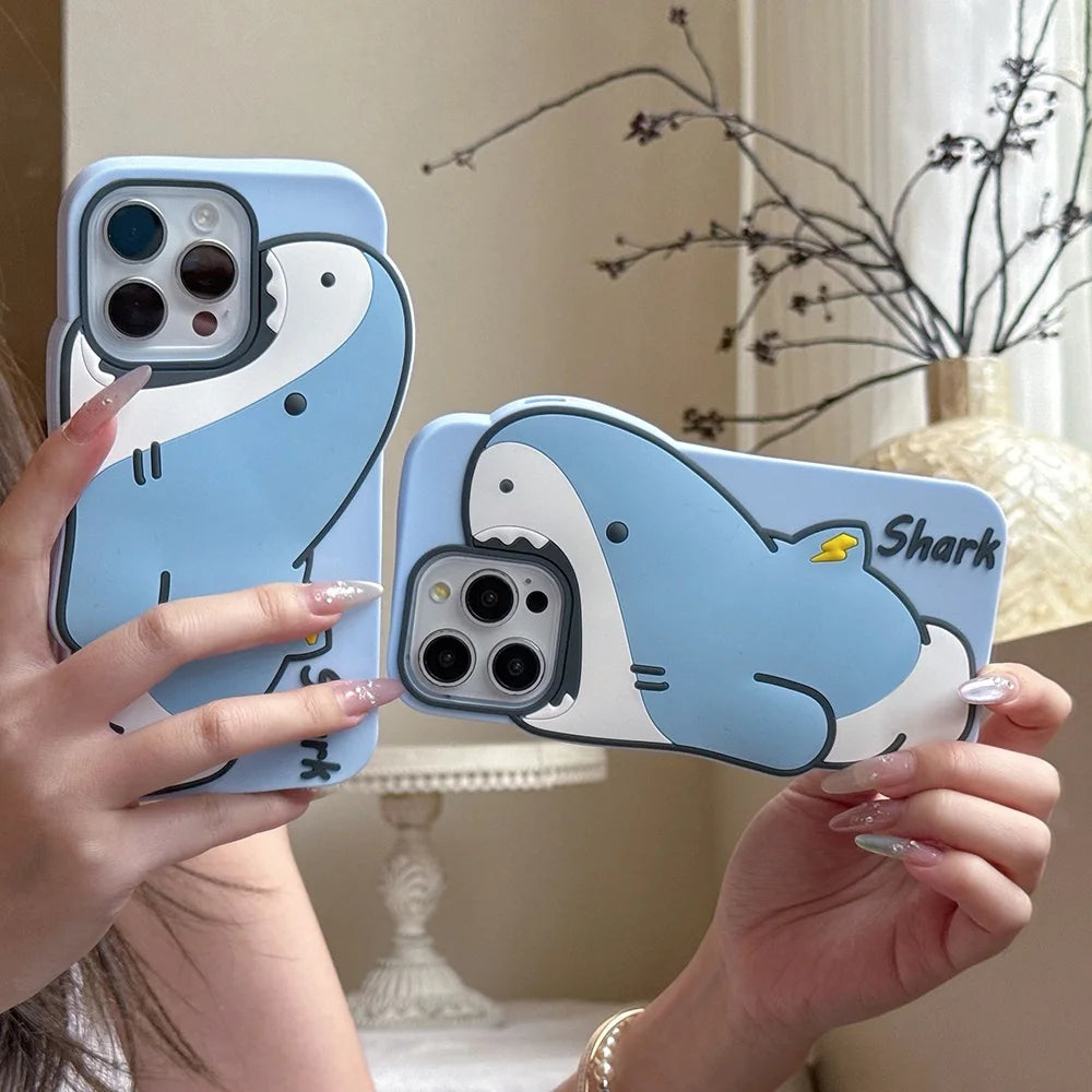 Cute 3D Cartoon Shark Phone Case For iphone