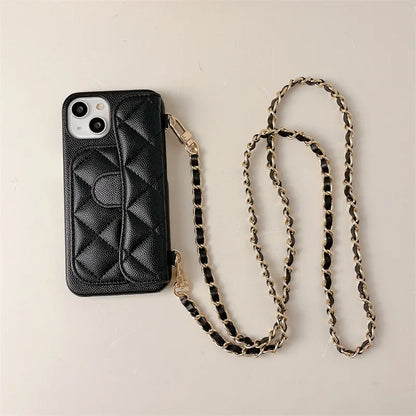 PU Leather Crossbody Lanyard Wallet With Card Holder Phone Case For iPhone Shockproof Cover