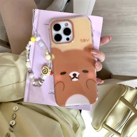 Crystal White Light Pinching Face Teddy Bear Phone Case