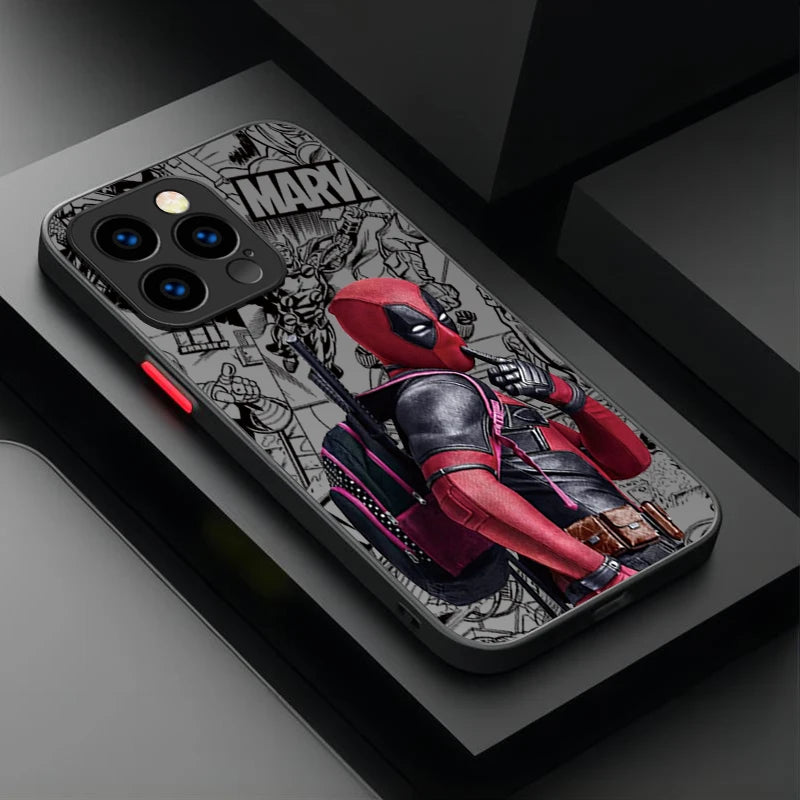 Fun Marvel Deadpool Matte Hard Phone Case For iPhone