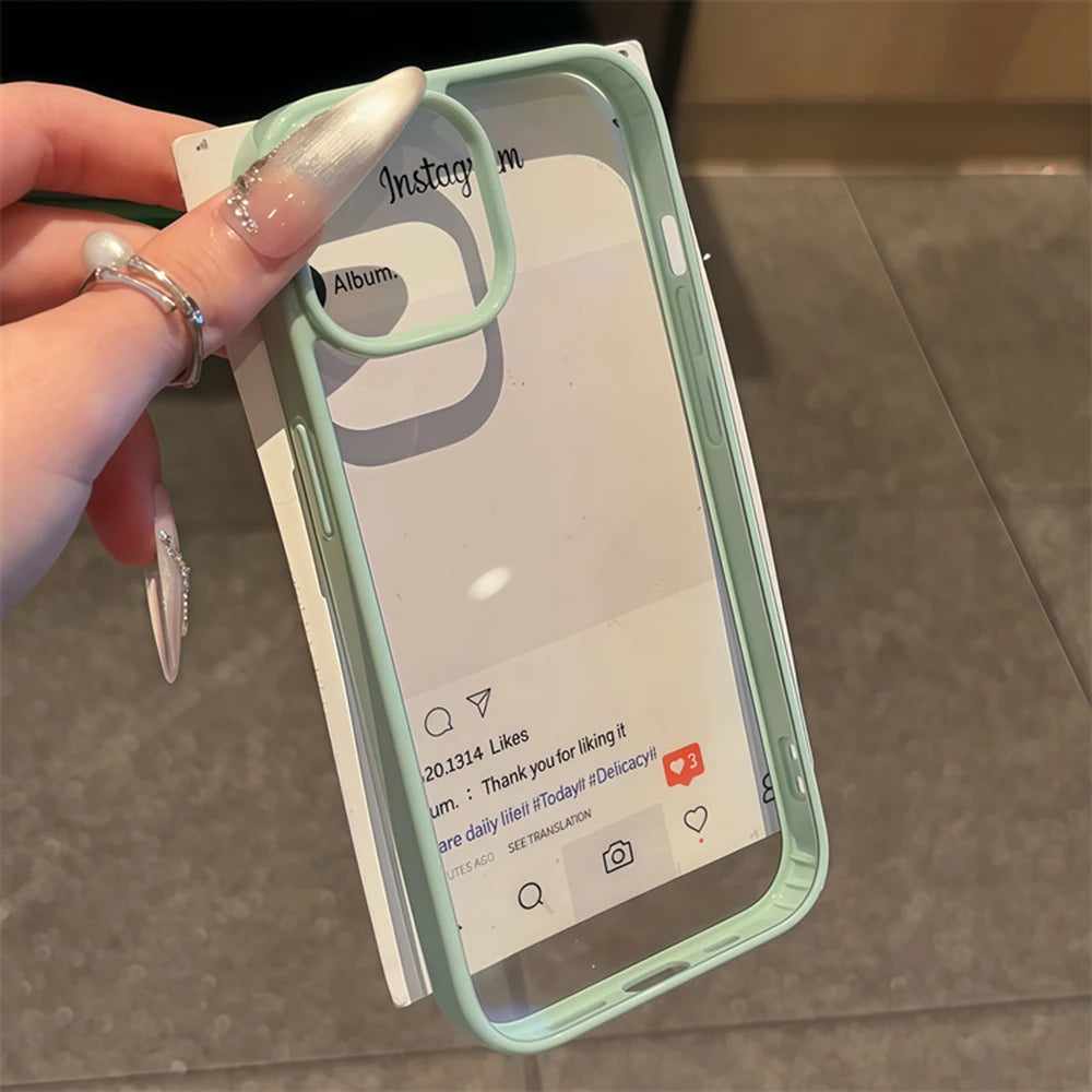 Luxury Clear Candy Color Case For iPhone Clear Acrylic Bumper Protection Cases Cover