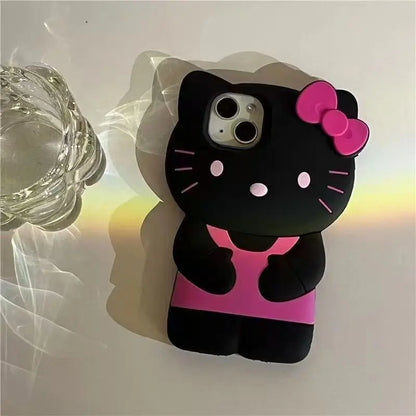 Bowknot Kitty Cat 3D Silicone Soft Phone Case For iPhone