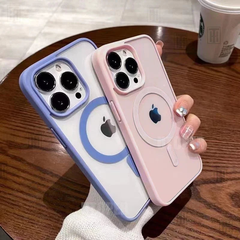 Pink Transparent MagSafe iPhone Case – Hard Shockproof