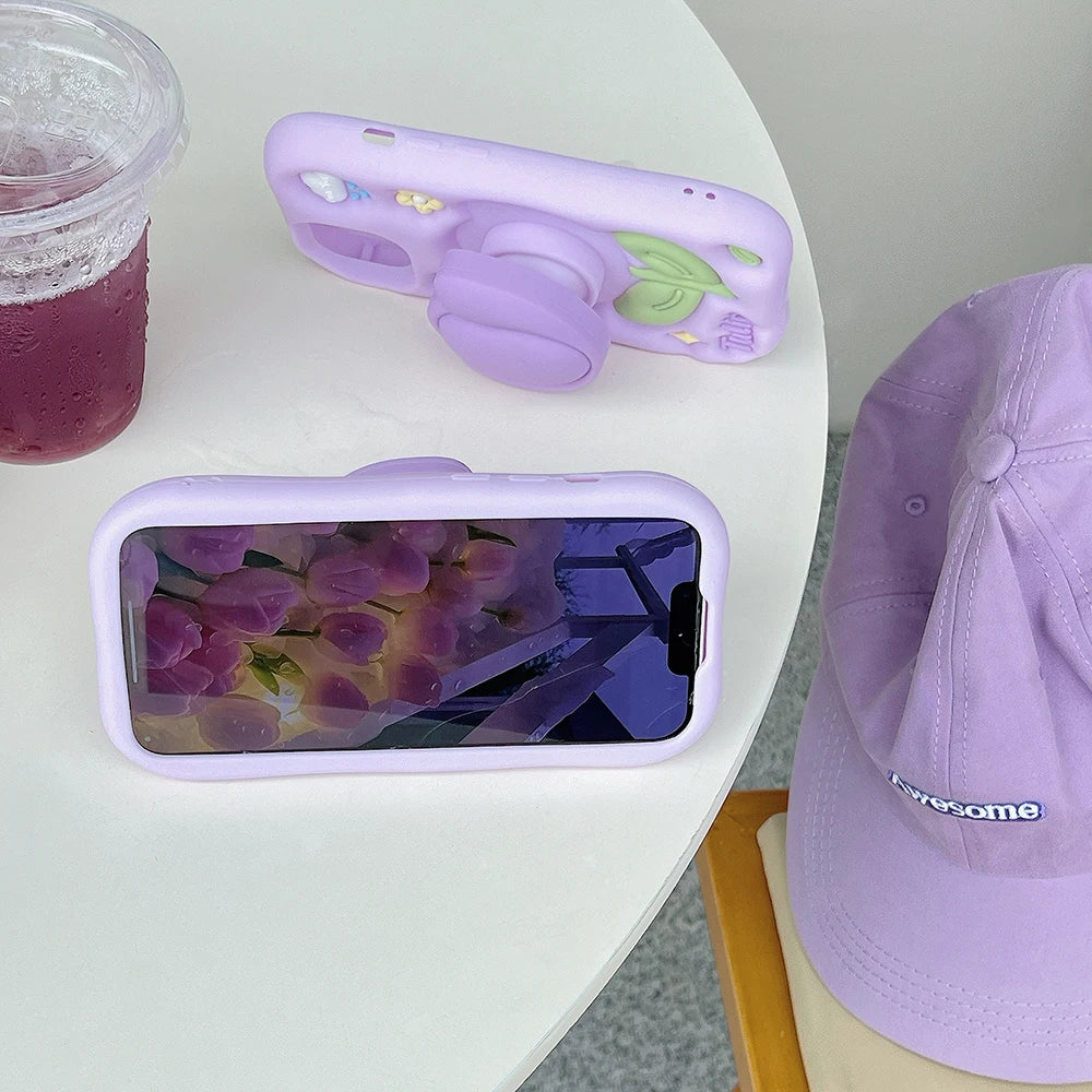 Kawaii Summer Floral Tulip Bracket Soft Silicone Phone Case