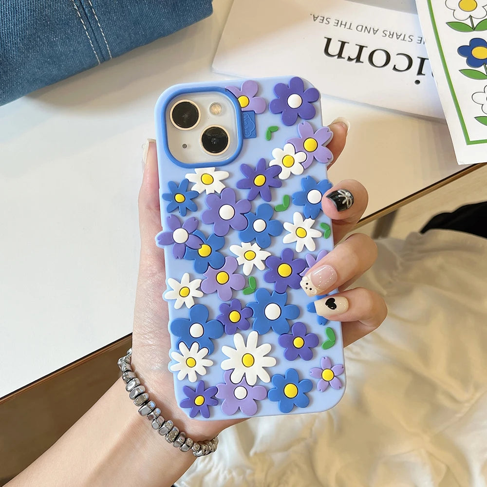 Fashion 3D Flower Soft Silicone Phone Case For iPhone