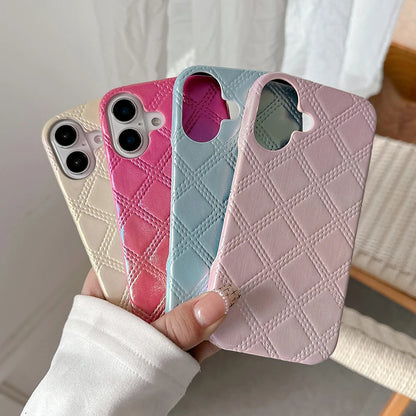 Luxury Geometric Rhombus Texture Gradient Color Leather Phone Case
