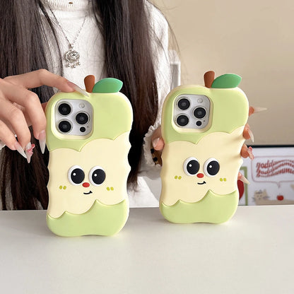 Funny 3D Cartoon Apple Designs Soft Silicone Phone Case For iphone
