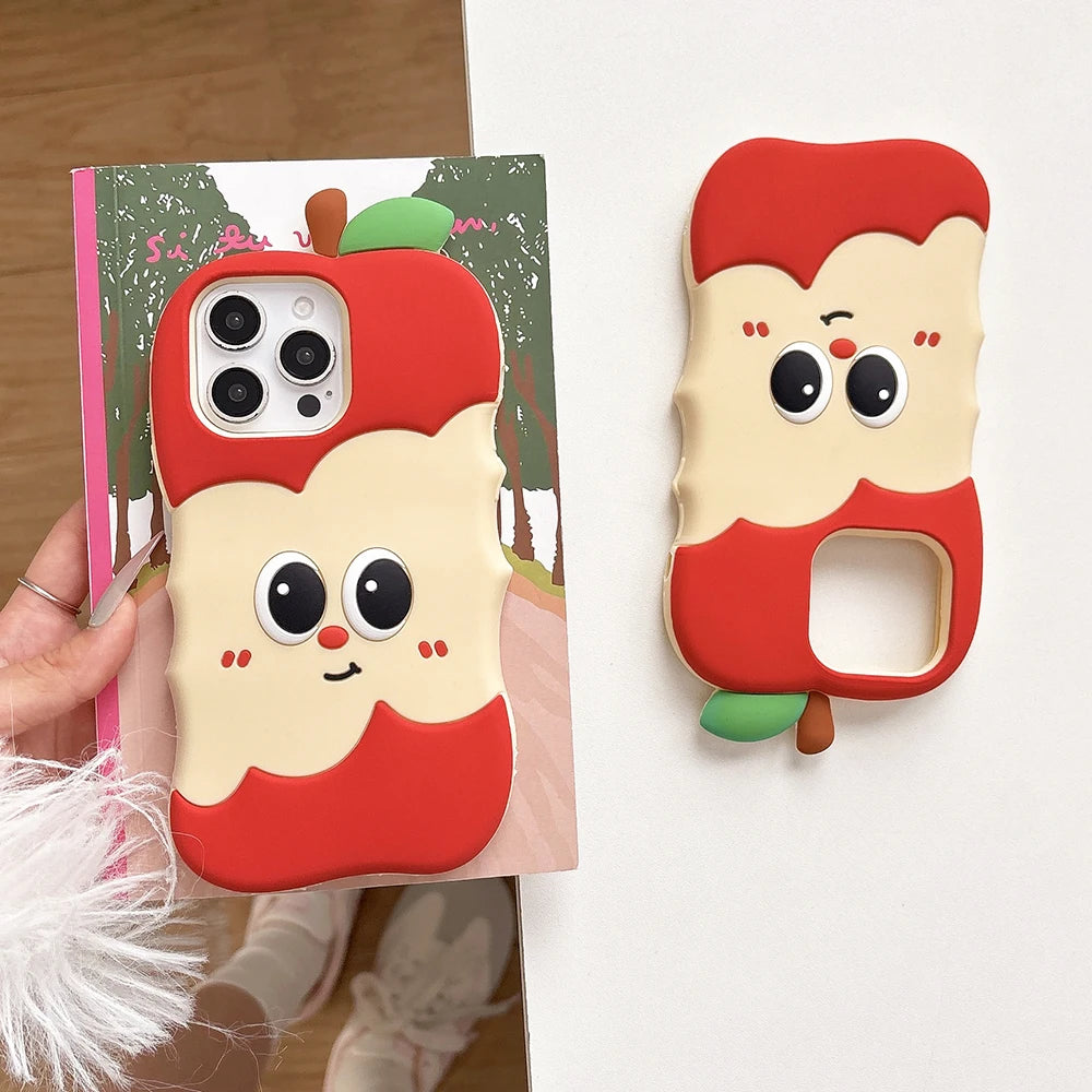 Funny 3D Cartoon Apple Designs Soft Silicone Phone Case For iphone