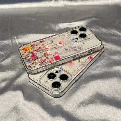 Transparent Flower Floral Phone Case For iPhone