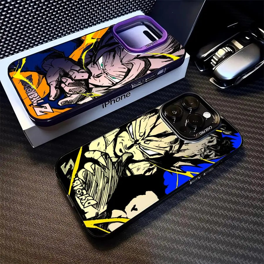 Japan Anime DBZ Cool Case For Apple iPhone Matte Lens Protect Plating Phone Cover