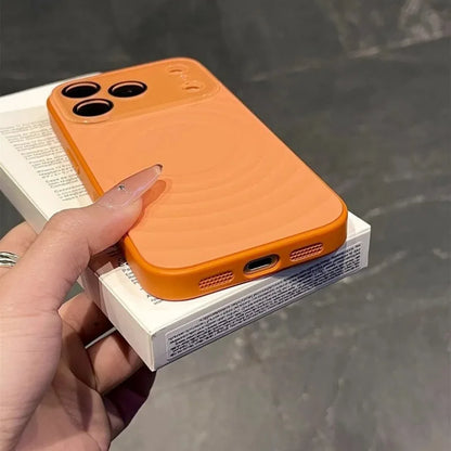 Fashion Liquid Silicone Water Ripple Pattern Big Window Phone Case For iPhone For Magsafe Magnetic Charge Cover