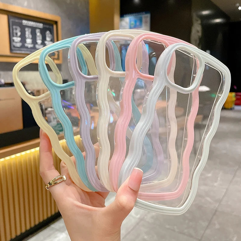 Cute Transparent Curly Wave Bumper Phone Case