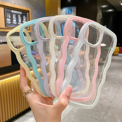 Cute Transparent Curly Wave Bumper Phone Case
